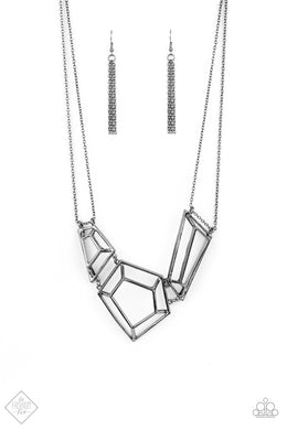 3-D Drama Black Necklace Paparazzi Accessories