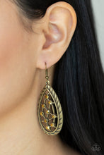Load image into Gallery viewer, Industrial Incandescence - Brass Rhinestone Earrings Paparazzi Accessories