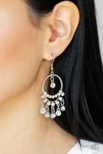 Load image into Gallery viewer, Cosmic Chandeliers - White Rhinestone Earrings Paparazzi Accessories