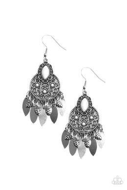 Galapagos Glamping - White Earrings Paparazzi Accessories