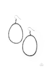 Load image into Gallery viewer, OVAL-ruled! - Black Gunmetal Hematite Rhinestone Earrings Paparazzi Accessories