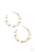 Load image into Gallery viewer, Definitely Down-To-Earth - White Stone Hoop Earrings Paparazzi Accessories