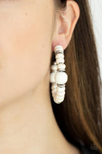 Load image into Gallery viewer, Definitely Down-To-Earth - White Stone Hoop Earrings Paparazzi Accessories
