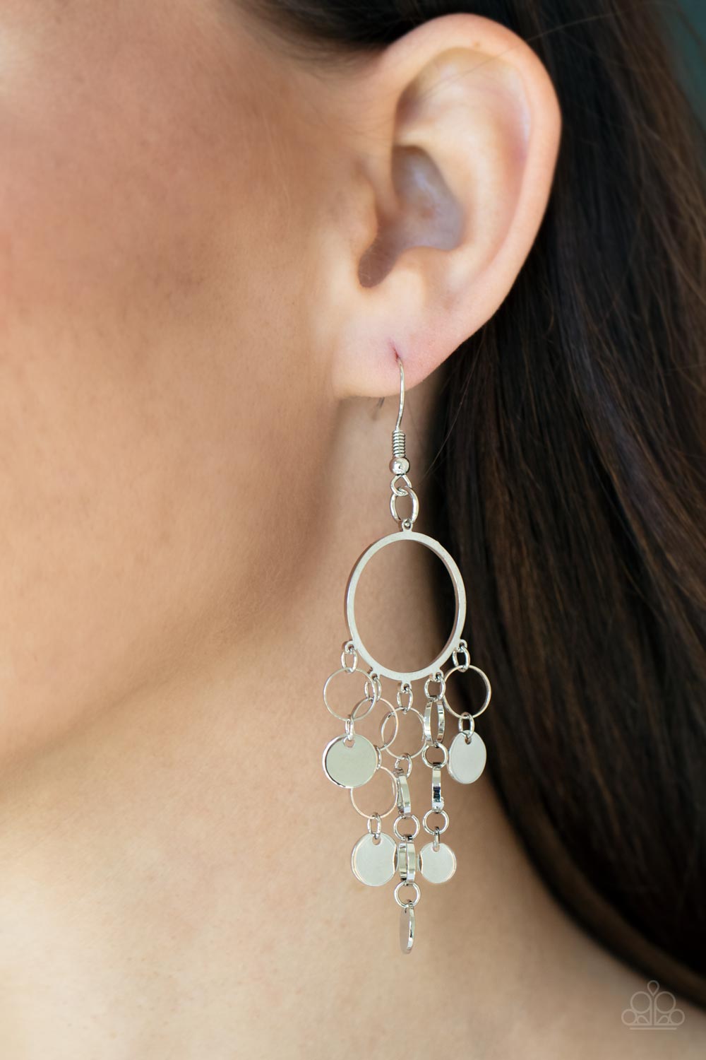 Cyber Chime - Silver Earrings Paparazzi Accessories