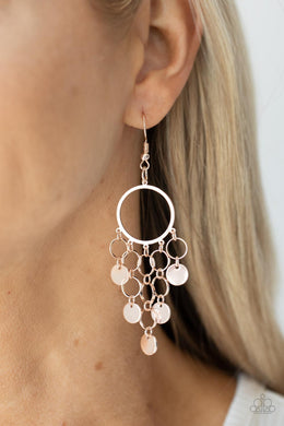 Cyber Chime - Rose Gold Earrings Paparazzi Accessories