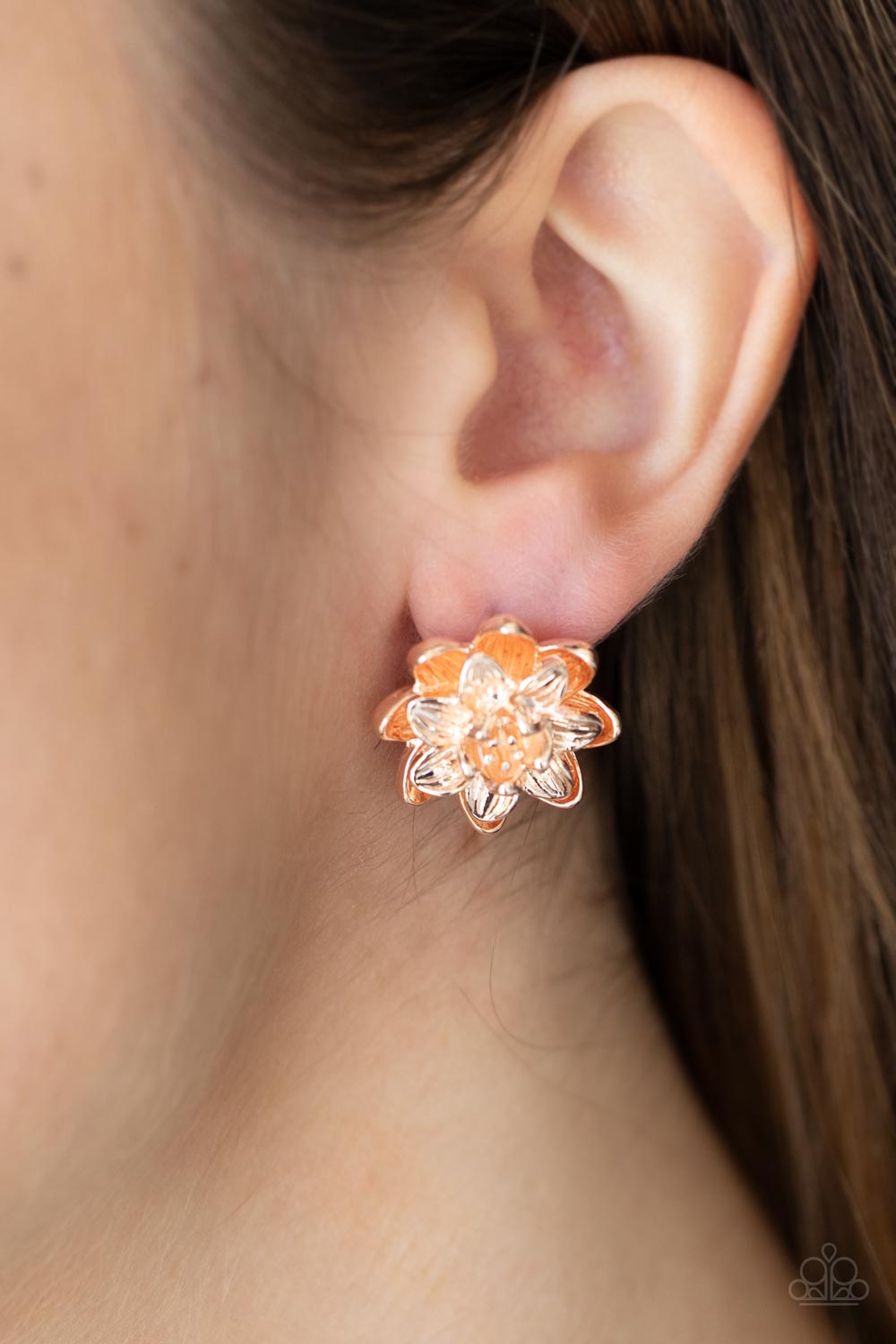 Water Lily Love - Rose Gold Earrings Paparazzi Accessories