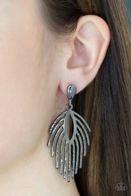 Metro Safari - Black Gunmetal Earrings Paparazzi Accessories