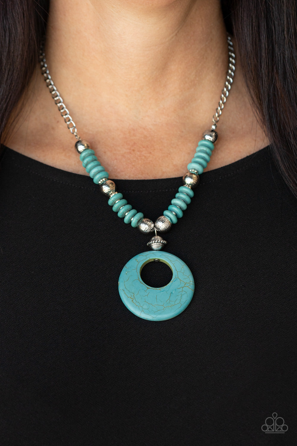 Oasis Goddess - Blue Stone Necklace Paparazzi Accessories