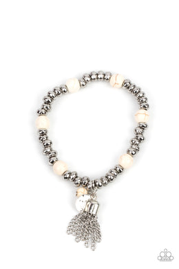 Whimsically Wanderlust - White Stone Stretchy Bracelet Paparazzi Accessories