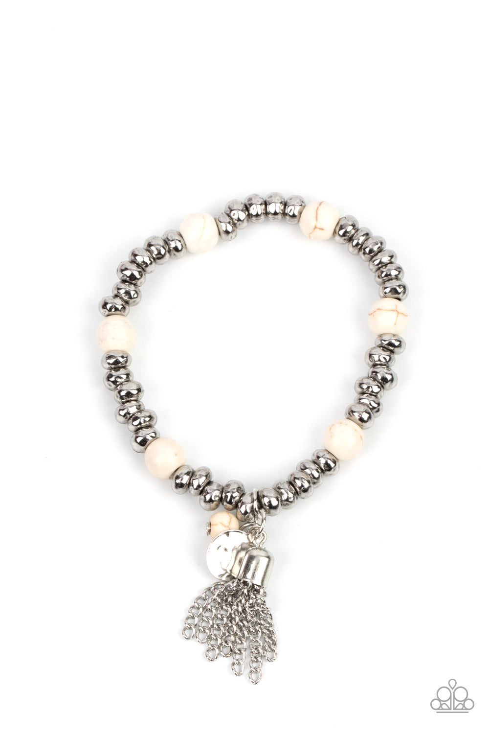Whimsically Wanderlust - White Stone Stretchy Bracelet Paparazzi Accessories