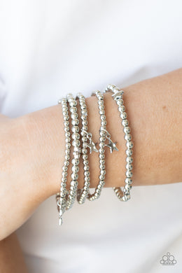 American All-Star - Silver Star Stretchy Bracelet Paparazzi Accessories