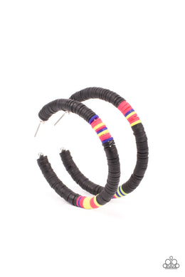 Colorfully Contagious - Black Hoop Earrings Paparazzi Accessories