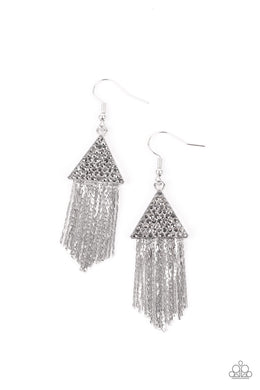 Pyramid SHEEN - Silver Earrings Paparazzi Accessories