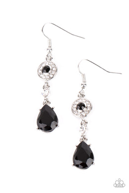 Graceful Glimmer - Black Rhinestone Earrings Paparazzi Accessories