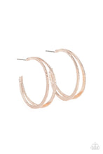 Load image into Gallery viewer, Rustic Curves - Rose Gold Hoop Earrings Paparazzi Accessories