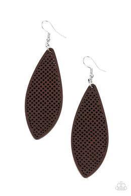 Surf Scene - Brown Wooden Earrings Paparazzi Accessories