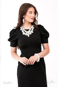 2021 Zi,Pearls,rhinestones,short necklace,white,The Janie Zi Collection