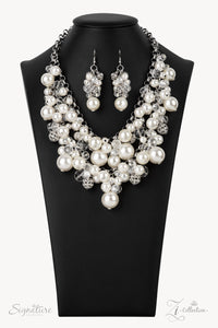 2021 Zi,Pearls,rhinestones,short necklace,white,The Janie Zi Collection