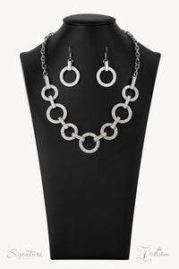 2021 Zi,rhinestones,short necklace,silver,white,The Missy Zi Collection Necklace