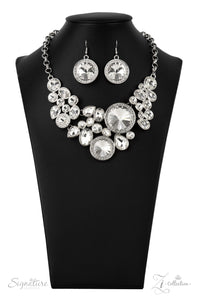 2021 Zi,rhinestones,short necklace,silver,white,The Danielle Zi Collection Necklace