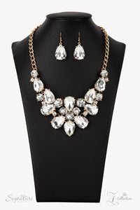 2021 Zi,gold,rhinestones,short necklace,The Bea Zi Collection Necklace
