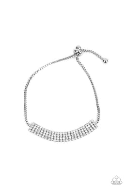A DIAMOND a Dozen - White Rhinestone Bracelet Paparazzi Accessories