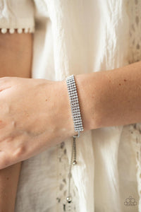 rhinestones,Sliding Bead,white,A DIAMOND a Dozen - White Rhinestone Lariat Bracelet