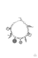 Load image into Gallery viewer, Fancifully Flighty - White Rhinestone Charm Bracelet Paparazzi Accessories