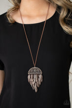 Load image into Gallery viewer, Canopy Cruise - Copper Feather Necklace Paparazzi Accessories