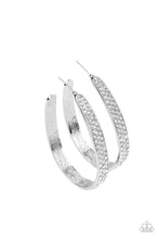 Load image into Gallery viewer, Bossy and Glossy - White Rhinestone Hoop Earrings Paparazzi Accessories
