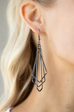 Shape Shifting Shimmer - Black Gunmetal Earrings Paparazzi Accessories