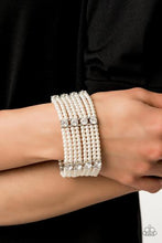 Load image into Gallery viewer, Get in Line White Pearl Bracelet Paparazzi Accessories
