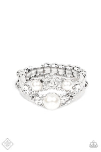 Dainty Back,Pearls,rhinestones,Skinny Back,White,A-List Ambience White Pearl Rhinestone Ring