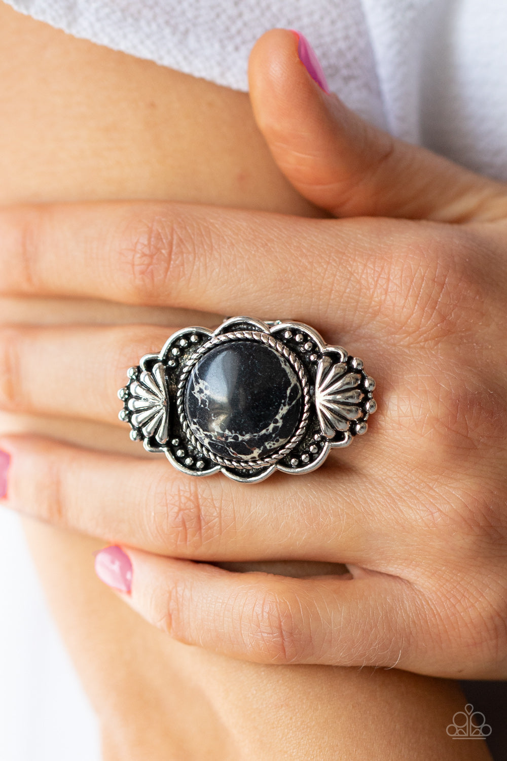 Atlantis Adventure - Black Stone Ring Paparazzi Accessories