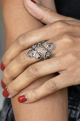 Billowing Beauty - Black Rhinestone Ring Paparazzi Accessories