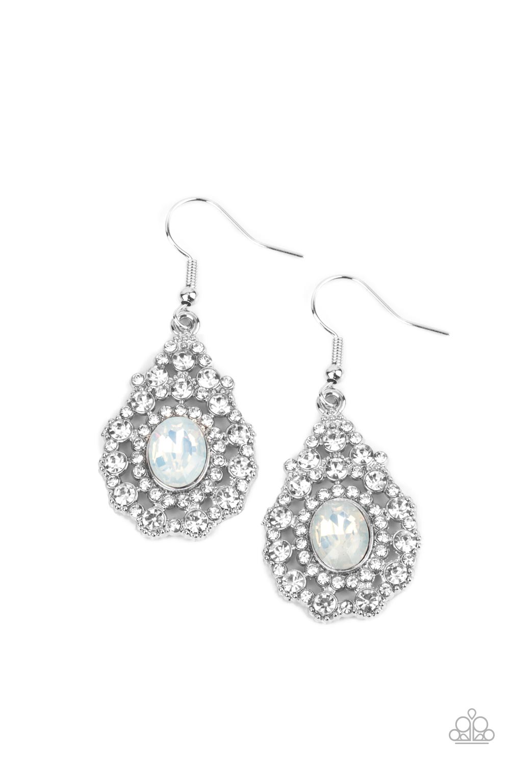 Celestial Charmer - White Rhinestone Earrings Paparazzi Accessories