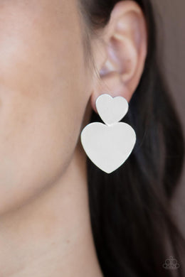 Heart-Racing Refinement - Silver Heart Post Earrings Paparazzi Accessories