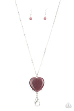 Load image into Gallery viewer, Warmhearted Glow - Purple Cat&#39;s Eye Heart Lanyard Paparazzi Accessories