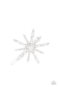 barrette,pearls,rhinestones,white,Leading Luminary - White Hair Accessory