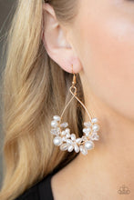 Load image into Gallery viewer, Marina Banquet - Gold Floral Pearl Earrings Paparazzi Accessories