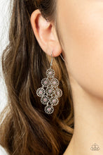 Load image into Gallery viewer, Bustling Blooms - Pink Rhinestone Floral Earrings Paparazzi Accessories