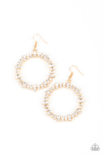 Load image into Gallery viewer, Glowing Reviews - Gold Rhinestone Earrings Paparazzi Accessories