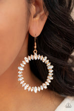 Load image into Gallery viewer, Glowing Reviews - Gold Rhinestone Earrings Paparazzi Accessories