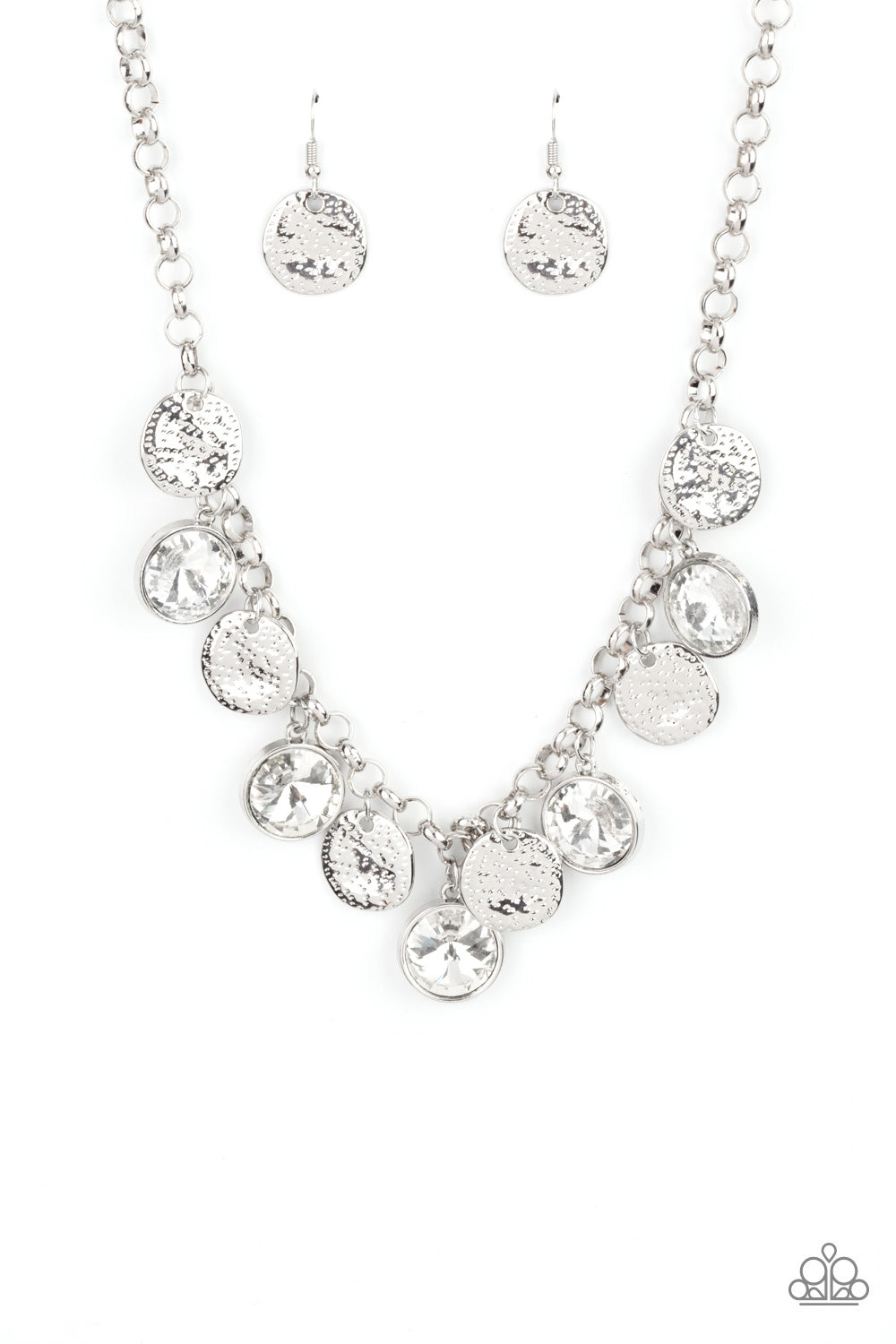 Spot On Sparkle - White Rhinestone Necklace Paparazzi Accessories
