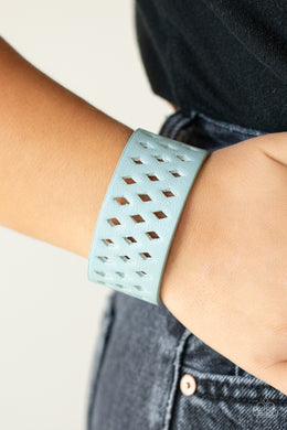 Glamp Champ - Blue Leather Wrap Bracelet Paparazzi Accessories