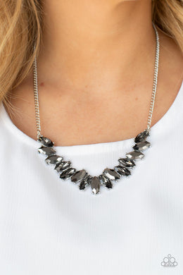 Galaxy Game-Changer - Silver Rhinestone Necklace Paparazzi Accessories