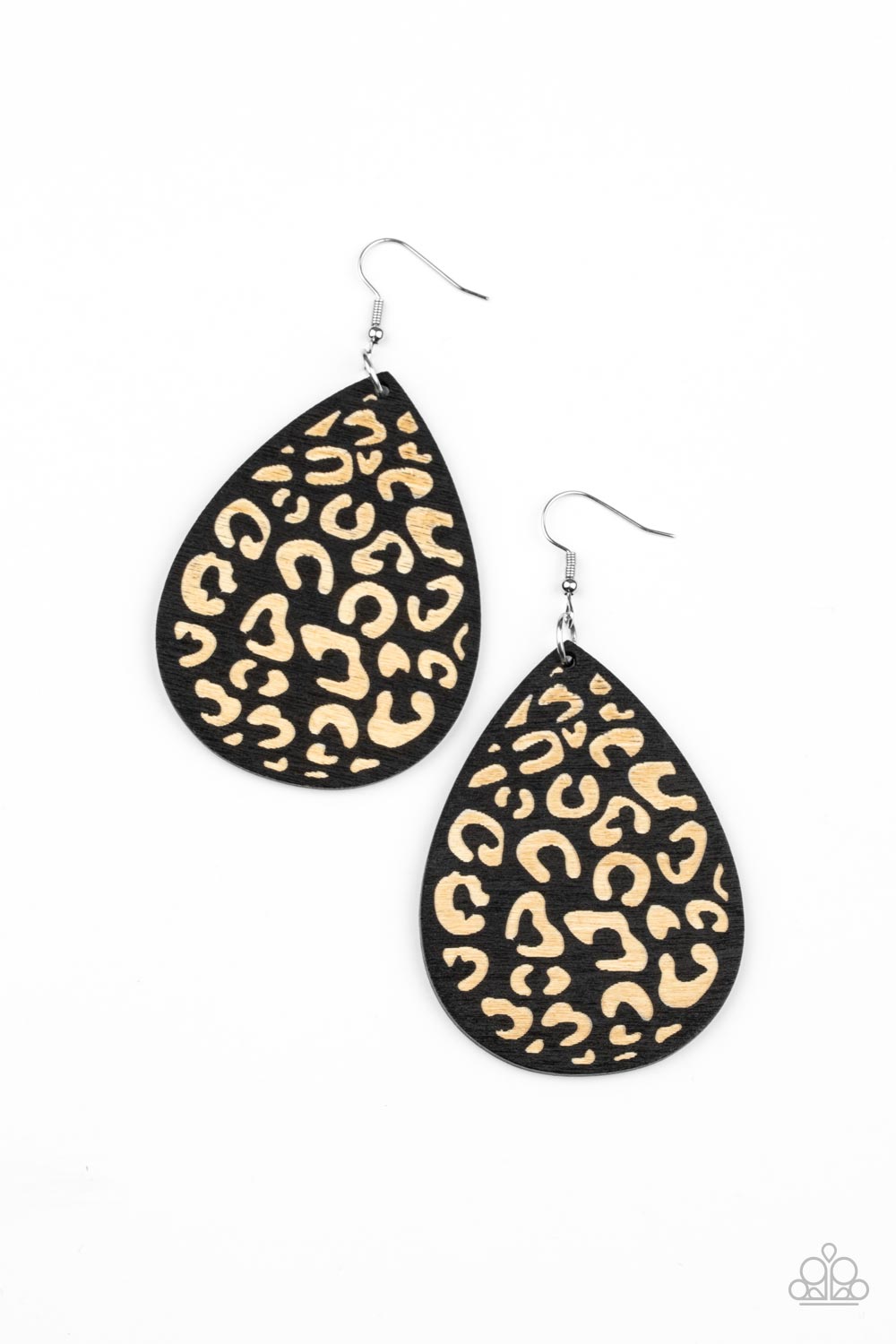 Suburban Jungle - Black Wooden Earrings Paparazzi Accessories