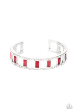 Load image into Gallery viewer, Industrial Icing - Red Rhinestone Cuff Bracelet Paparazzi Accessories