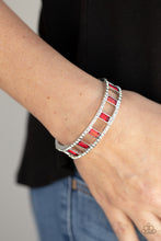Load image into Gallery viewer, Industrial Icing - Red Rhinestone Cuff Bracelet Paparazzi Accessories