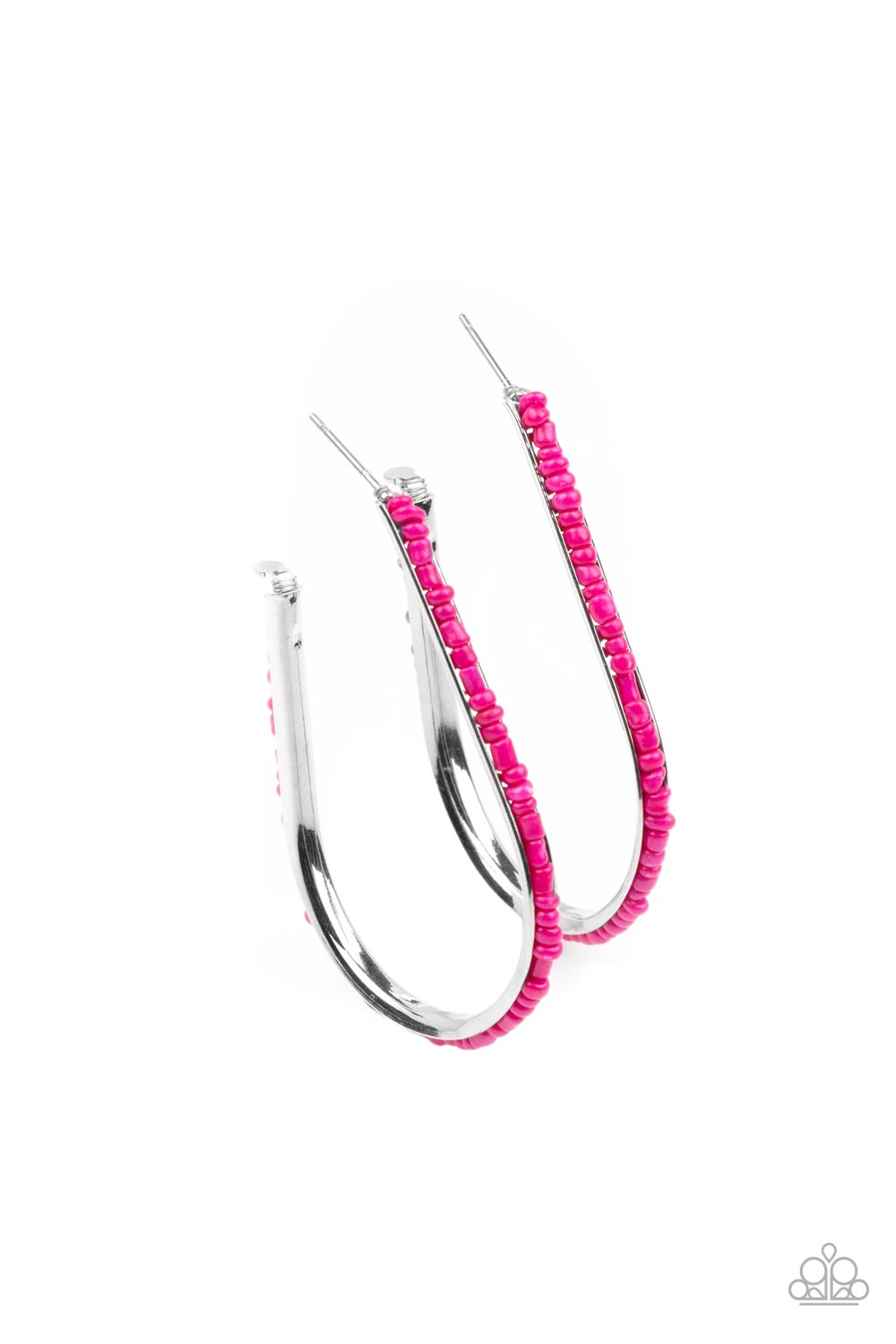 Beaded Bauble - Pink Seed Bead Hoop Earrings Paparazzi Accessories